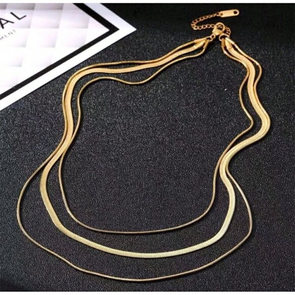 New Gold Color  Necklace Sets 3 Piece Set - Picture 3 of 5